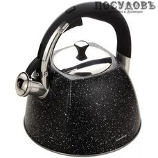 Klausberg KB-7259 чайник со свистком, 3 л, сталь нержавеющая, цвет: черный мрамор, 1 шт.