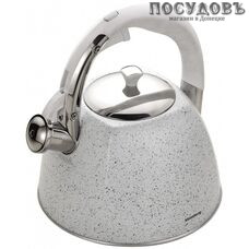 Klausberg KB-7261 чайник со свистком, 3 л, сталь нержавеющая, цвет: белый мрамор, 1 шт.