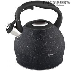 Klausberg KB-7266 чайник со свистком, 3 л, сталь нержавеющая, цвет: черный мрамор, 1 шт.