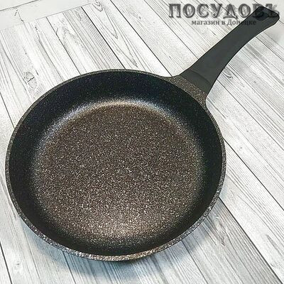 Горница Мегаполис Гранат Induction ис9242гр сковорода с крышкой, Ø240×53 мм, алюминий литой, мраморное покрытие Pfluon