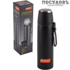 Mallony 5242 Nero термос с пластиковой чашкой и силиконовым ремнем, колба сталь нержавеющая 500 мл