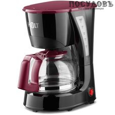 HOLT HT-СМ-007 кофеварка капельная, 600 Вт, 600 мл, цвет черный с красным