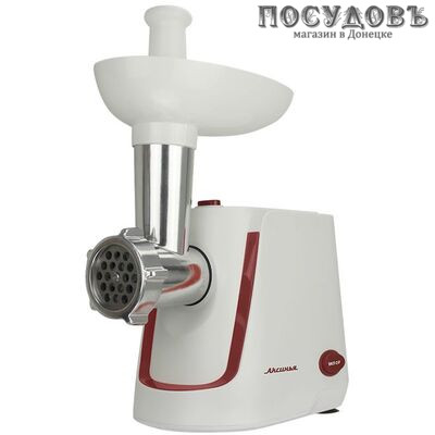 Аксинья КС-2000 мясорубка электрическая 2000 Вт, 1,7 кг/мин, 1 скорость, реверс есть, цвет белый с красным