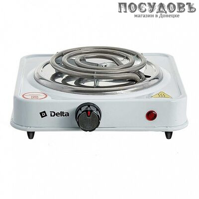Delta D-703 плита электрическая, 1-конфорочная, 1000 Вт, эмалированное покрытие, цвет белый