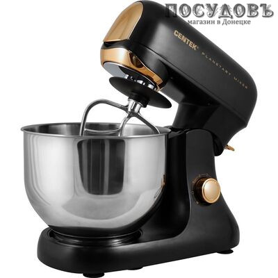 Centek CT-1137 миксер планетарный 6,0 л, 1500 Вт, 6 скоростей, цвет черный с золотом