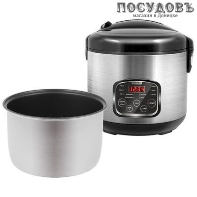 Centek CT-1490 мультиварка 860 Вт, 10 программ, чаша 5 л, керамическое покрытие, цвет металлик с черным