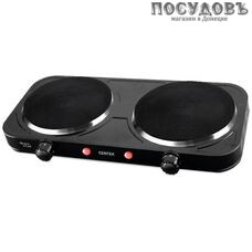 Centek CT-1507 плита электрическая, 2-конфорочная, 2000 Вт, эмалированное покрытие, цвет черный