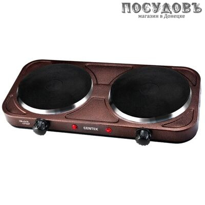 Centek Siberia CT-1507 плита электрическая, 2-конфорочная, 2200 Вт, эмалированное покрытие, цвет коричневый