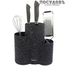 KING Hoff KH-1561 колода для ножей 3 в 1 230×222×100 мм, полипропилен, цвет черный мрамор