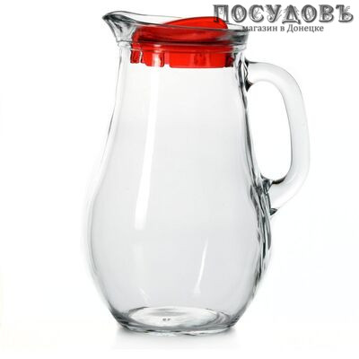 Pasabahce Bistro 80119BR, кувшин с красной крышкой, 240×83 мм 1850 мл, материал стекло, Россия, в упаковке 2 пр.