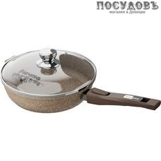Мечта Гранит Brown С030806 сковорода с крышкой Ø300 мм, алюминий литой, гранитное покрытие Greblon, съемная ручка