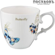 Lefard 85-1495 кружка подарочная 350 мл, фарфор, белый с рисунком Butterfly, в подарочной упаковке 1 шт.