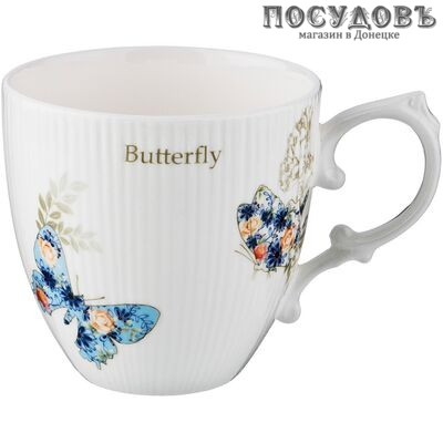 Lefard 85-1495 кружка подарочная 350 мл, фарфор, белый с рисунком Butterfly, в подарочной упаковке 1 шт.