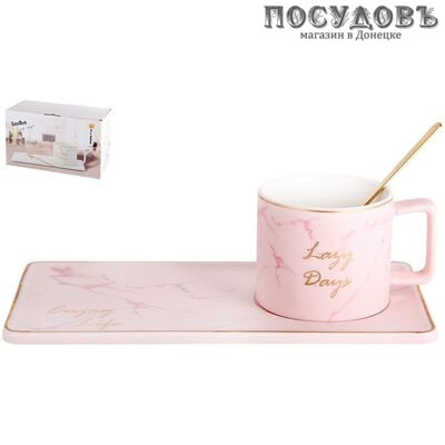 Коралл Lazy Days Pink 5109 чайная пара, 250 мл, фарфор, в подарочной упаковке 3 пр.