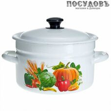 КМК Осенний урожай 41804-162/6-У4 кастрюля с крышкой 5,0 л, сталь эмалированная, цвет белый