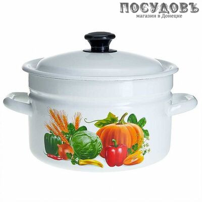 КМК Осенний урожай 41804-162/6-У4 кастрюля с крышкой 5,0 л, сталь эмалированная, цвет белый