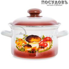 Эстет Грибы ЭТ-712011 кастрюля с крышкой 2,0 л, Ø160 мм, сталь эмалированная