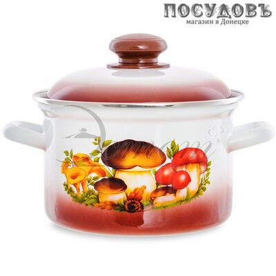 Эстет Грибы ЭТ-712011 кастрюля с крышкой 2,0 л, Ø160 мм, сталь эмалированная