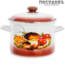 Эстет Грибы ЭТ-712013 кастрюля с крышкой 4,5 л, Ø200 мм, сталь эмалированная