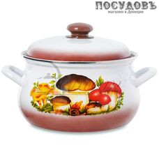 Эстет Грибы ЭТ-712023 кастрюля с крышкой 4,5 л, Ø235 мм, сталь эмалированная