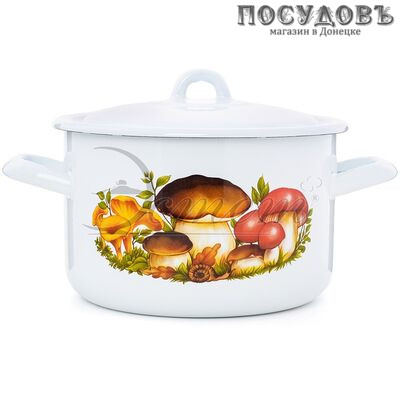 Эстет Грибы ЭТ-712035 кастрюля с крышкой 2,9 л, Ø210 мм, сталь эмалированная