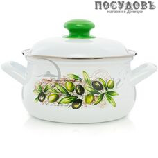Эстет Оливы Тосканы ЭТ-72101 кастрюля с крышкой 2,0 л, Ø185 мм, сталь эмалированная