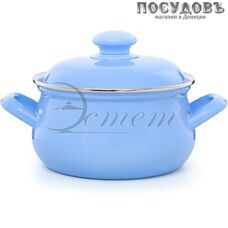 Эстет ЭТ-72301 кастрюля с крышкой 2,0 л, Ø185 мм, сталь эмалированная, цвет голубой