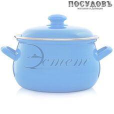 Эстет ЭТ-72303 кастрюля с крышкой 4,5 л, Ø235 мм, сталь эмалированная, цвет голубой