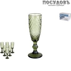 Коралл Гвент зеленый GB2604D2805DZS, фужер для шампанского 150 мл, стекло, в подарочной упаковке 6 шт.