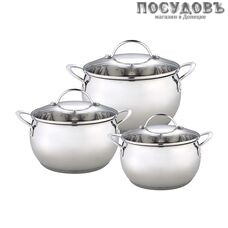 Webber BE-612/6 набор кастрюль, 3 кастрюли 1,9; 2,7; 3,6 л с крышками, сталь нержавеющая, 6 пр.