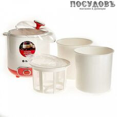 Delta DL-8401 йогурнтица с двумя контейнерами, 20 Вт, белый с розовым