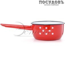 Эстет ЭТ-72404 Горошинки на красном ковш 1,5 л, красный, сталь эмалированная, Ø160 мм, 1 шт.