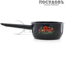 Эстет ЭТ-72804 Красные маки ковш 1,5 л, черный, сталь эмалированная, Ø160 мм, 1 шт.