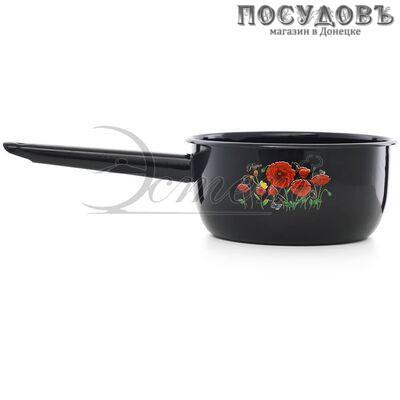 Эстет ЭТ-72804 Красные маки ковш 1,5 л, черный, сталь эмалированная, Ø160 мм, 1 шт.