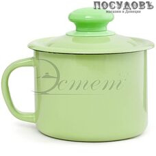 Эстет ЭТ-72506 кружка с крышкой 1,0 л, салатовый, сталь эмалированная, Ø120 мм, 2 пр.