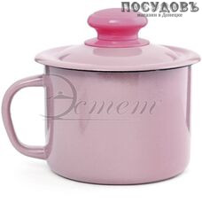 Эстет ЭТ-72606 кружка с крышкой 1,0 л, розово-сиреневый, сталь эмалированная, Ø120 мм, 2 пр.