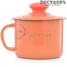 Эстет ЭТ-72706 кружка с крышкой 1,0 л, абрикосовый, сталь эмалированная, Ø120 мм, 2 пр.