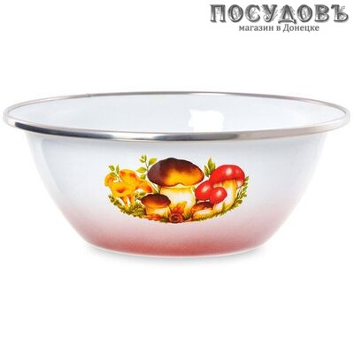 Эстет Грибы ЭТ-712061 миска, сталь эмалированная, 0,6 л, Ø180 мм