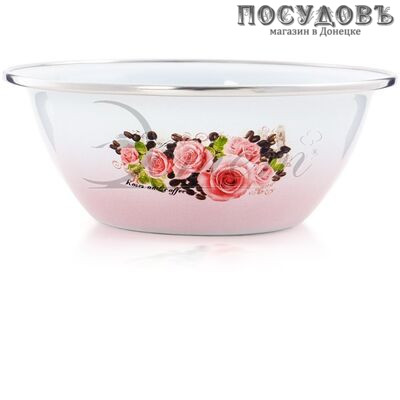 Эстет Розы и кофе ЭТ-71609 миска, сталь эмалированная, 0,6 л, Ø180 мм
