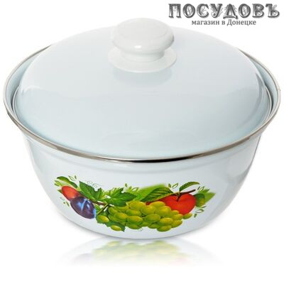 Эстет Дары лета ЭТ-71371 салатник с крышкой с крышкой, сталь эмалированная, 2,0 л, Ø220×95 мм