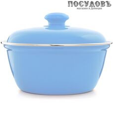 Эстет ЭТ-72307 салатник с крышкой с крышкой, сталь эмалированная, 2,0 л, Ø220×95 мм, голубой