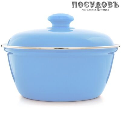 Эстет ЭТ-72307 салатник с крышкой с крышкой, сталь эмалированная, 2,0 л, Ø220×95 мм, голубой