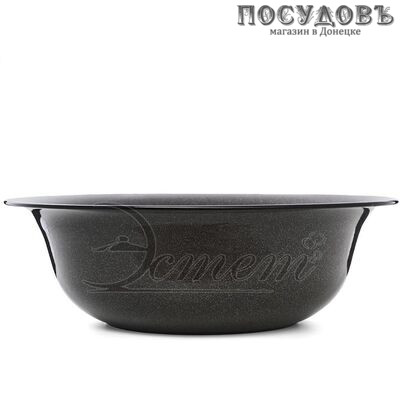 Эстет ЭТ-709099 таз, сталь эмалированная, 12,0 л, Ø450×135 мм, коричневый гранит