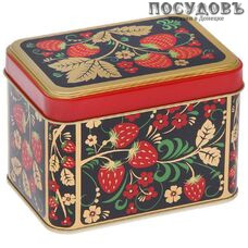 РФЖУ Хохлома клубника 040-00712 банка для хранения с крышкой, 69×67×98 мм, 400 мл, жесть, Россия 2 пр.