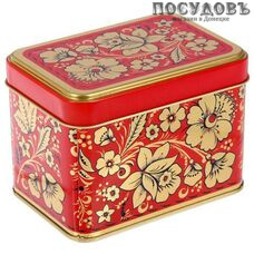 РФЖУ Хохлома цветы 040-00713 банка для хранения с крышкой, 69×67×98 мм, 400 мл, жесть, Россия 2 пр.