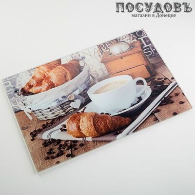 Alpenkok "Французский завтрак" АК-9005 доска разделочная, материал стекло закаленное, 200×300×4 мм, 1 шт