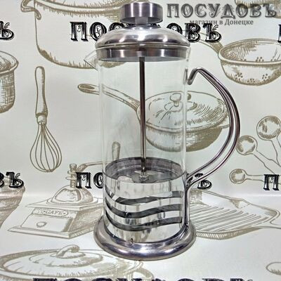 КНР Coffe n Tea 16178-3 френч-пресс, стекло термостойкое, 350 мл, цвет зеркальный