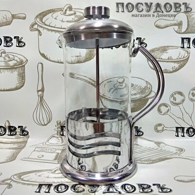 КНР Coffe n Tea 16178-2 френч-пресс, стекло термостойкое, 600 мл, цвет зеркальный