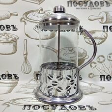 КНР Coffe n Tea 16178-4 френч-пресс, стекло термостойкое, 800 мл, цвет зеркальный