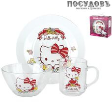 Коралл Хэллоу Китти TSET3XK набор детский, стекло, в подарочной упаковке 3 пр.